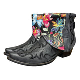 9.5 Embroidered Black & Floral Leather Canty Boots®