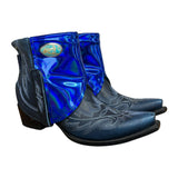 9 Embroidered Blue & Blue Holo Canty Boots® with Turquoise Concho