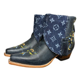 6.5 Embroidered Floral & Designer Denim Canty Boots®