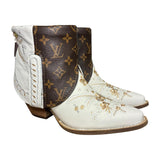 8.5 Cream Embroidered Floral & Designer Canty Boots®