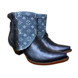 7 Metallic Navy Blue & Designer Denim Canty Boots®