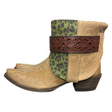7.5 Embroidered Tan & Green Leopard Canty Boots®