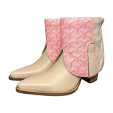 9.5 Pale Pink & Designer Stacked Heel Canty Boots®