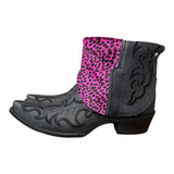 11 Black & Pink Spotted Hair-on Hide Canty Boots® with Bow Concho