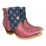 8.5 Embroidered Pink & Designer Denim Canty Boots®