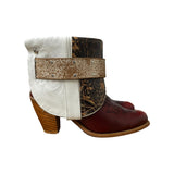 8 Red & White with Tooled Leather Stacked Heel Canty Boots®