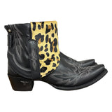 10 Embroidered Black & Leopard Hair-on Hide Canty Boots®