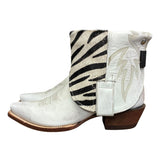 7 White & Zebra Striped Hair-on Hide Canty Boots®