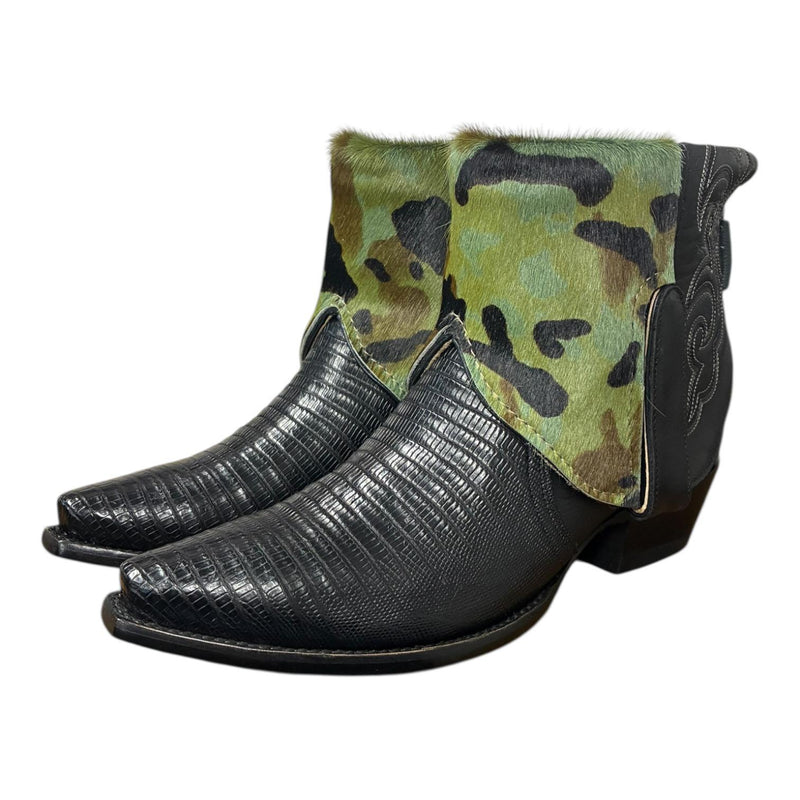 9.5 Exotic Black & Camo Hair-on Hide Canty Boots®