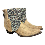 6.5 Embroidered Tan & Light Blue Leopard Canty Boots®