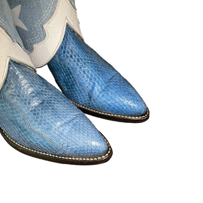 8 Exotic Blue & Silver Lace with Denim Canty Boots®