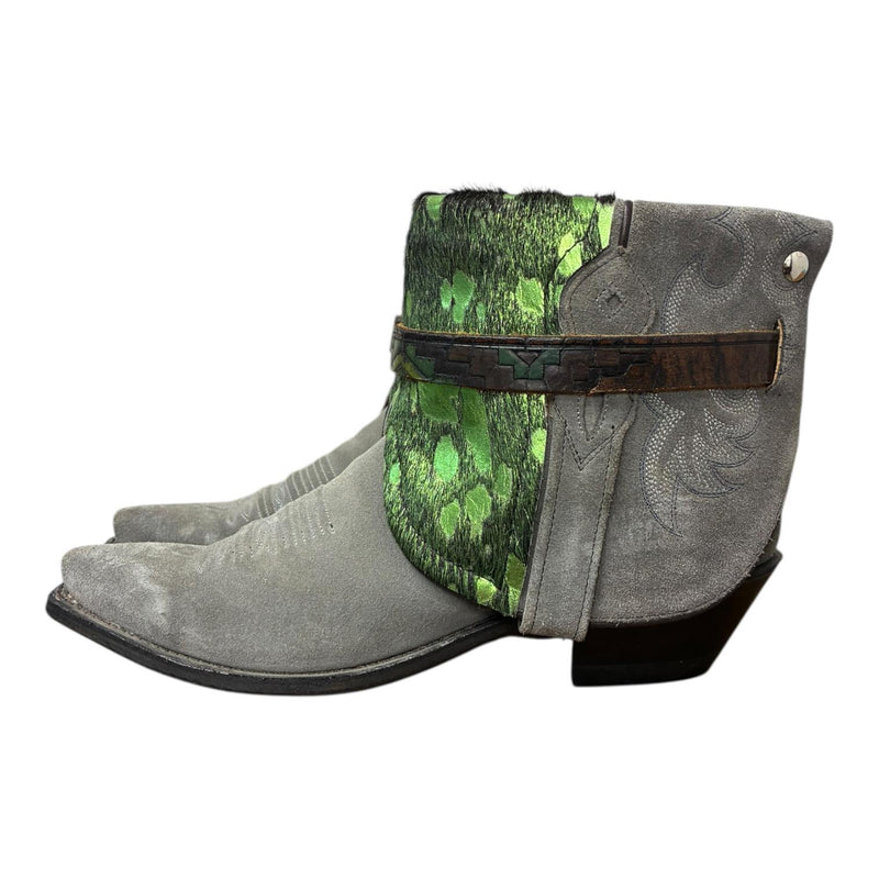 8.5 Gray Rough Out & Green Spotted Hair-on Hide Canty Boots®