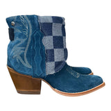 9 Blue Rough Out & Checkered Denim Canty Boots®