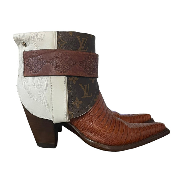 7.5 Two Toned Exotic & Designer Stacked Heel Canty Boots®
