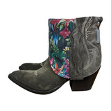 7 Charcoal Rough Out & Floral Leather Canty Boots®