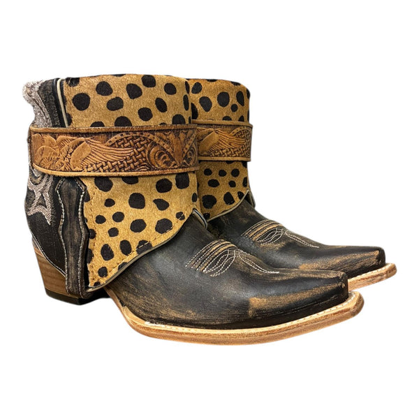 9 Embroidered Brown & Leopard Hair-on Hide Canty Boots®