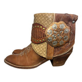 7.5 Tan Stacked Heel & Quilted Leather Canty Boots®