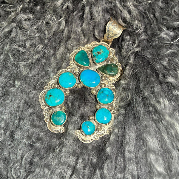 Turquoise & Sterling Silver Naja Pendant