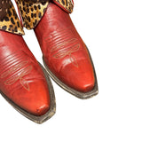 8.5 Red & Leopard Hair-on Hide Canty Boots®