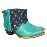 8.5 Metallic Turquoise & Designer Denim Canty Boots®