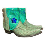 7.5 Embroidered Turquoise & Metallic Leather Canty Boots® with Star Inlay