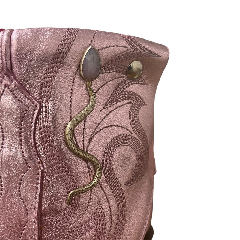 8 Metallic Pink Canty Boots® with Silver Snake