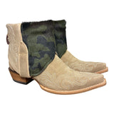 7.5 Embroidered Tan Rough Out & Camo Hair-on Hide Canty Boots®