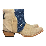 9 Embroidered Tan Rough Out & Designer Denim Canty Boots®