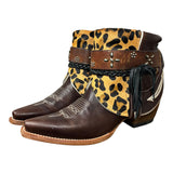 9.5 Brown & Leopard Hair-on Hide Canty Boots®