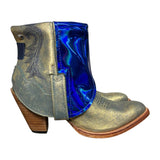 8 Gold Glitter & Metallic Blue Leather Canty Boots®