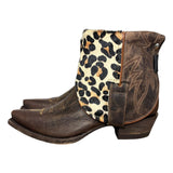 8.5 Brown & Leopard Hair-on Hide Canty Boots®