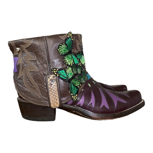 9 Purple & Brown with Butterfly Patches Canty Boots®