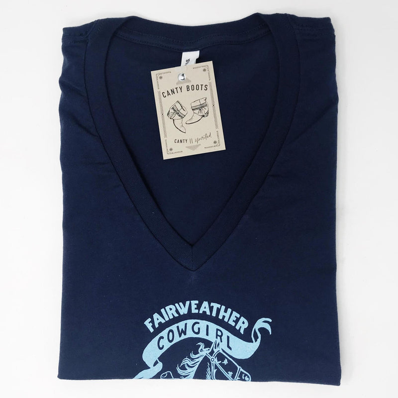 Women's Navy Deep V-Neck Tee - Fairweather Cowgirl