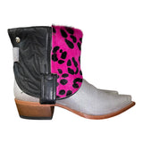 7 Silver Glitter & Black with Hot Pink Leopard Hair on Hide Canty Boots®