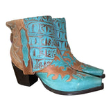 6.5 Tooled & Turquoise Canty Boots® with Turquoise Bolt Concho