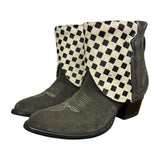 8.5 Charcoal Rough Out & Checkered Hair-on Hide Canty Boots®