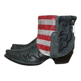 7.5 Embroidered Black & American Flag Crystals Canty Boots®