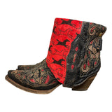 7 Tooled Black & Red with Horse Print Canty Boots®