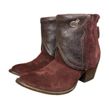 6.5 Maroon Rough Out & Tooled Leather Canty Boots® with Opal Concho