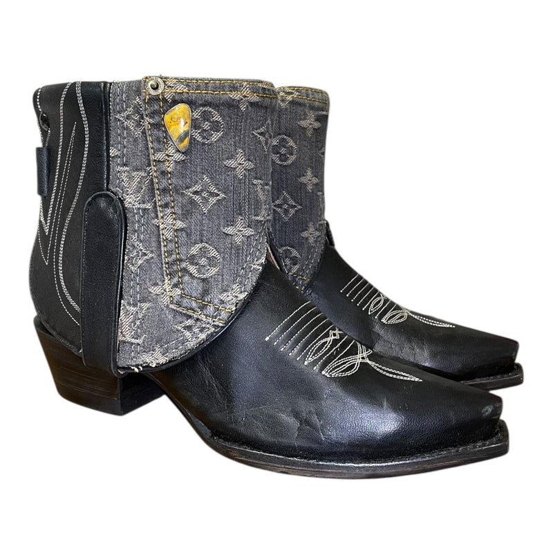 9 Black & Designer Denim Canty Boots® with Bumblebee Jasper Conchos