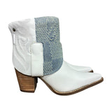 8.5 White & Designer Denim Stacked Heel Canty Boots®