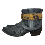 10 Embroidered Black & Leopard Crystal Belt Canty Boots®