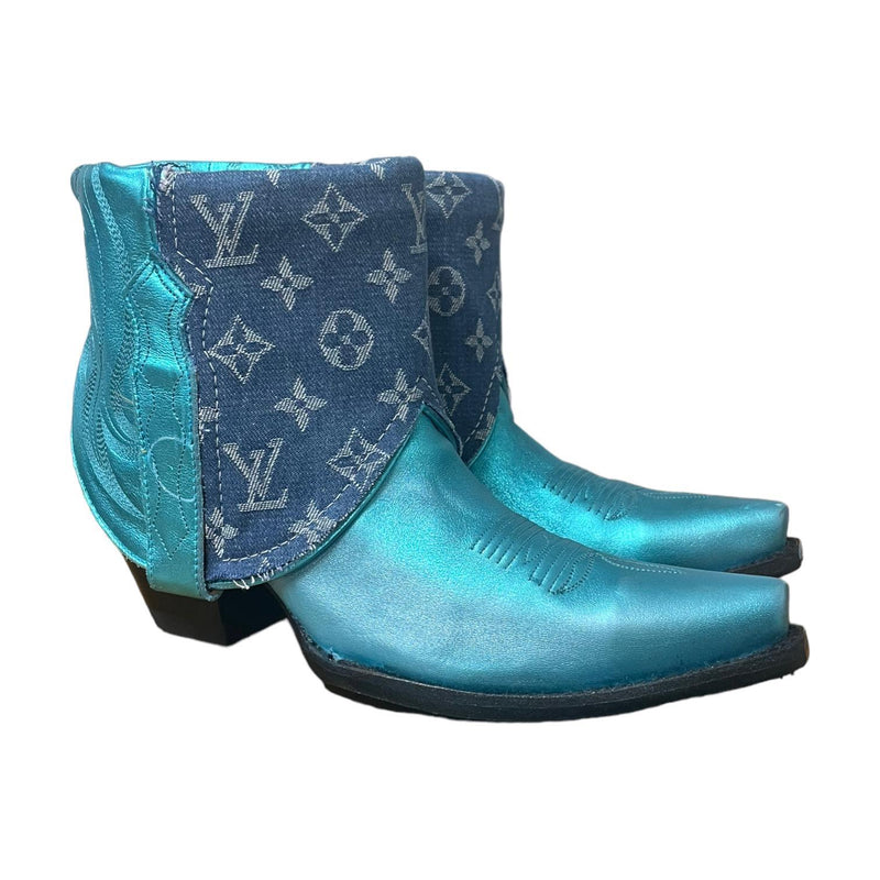 9 Metallic Blue & Designer Denim Canty Boots®
