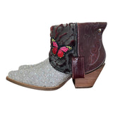 11 Red & Rhinestone Canty Boots® with Butterfly Patches