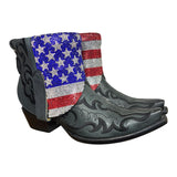 9 Embroidered Black & American Flag Crystals Canty Boots®