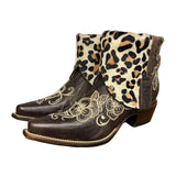 9 Embroidered Floral & Leopard Hair-on Hide Canty Boots®
