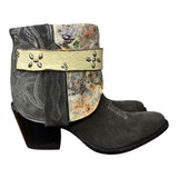 8.5 Charcoal Rough Out & Butterfly Printed Hair-on Hide Canty Boots®