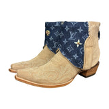 9 Embroidered Tan Rough Out & Designer Denim Canty Boots®