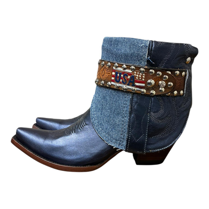 8 Americana Metallic Navy Blue & Denim Canty Boots®