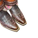 8 Brown & Pink with Floral Leather Canty Boots®